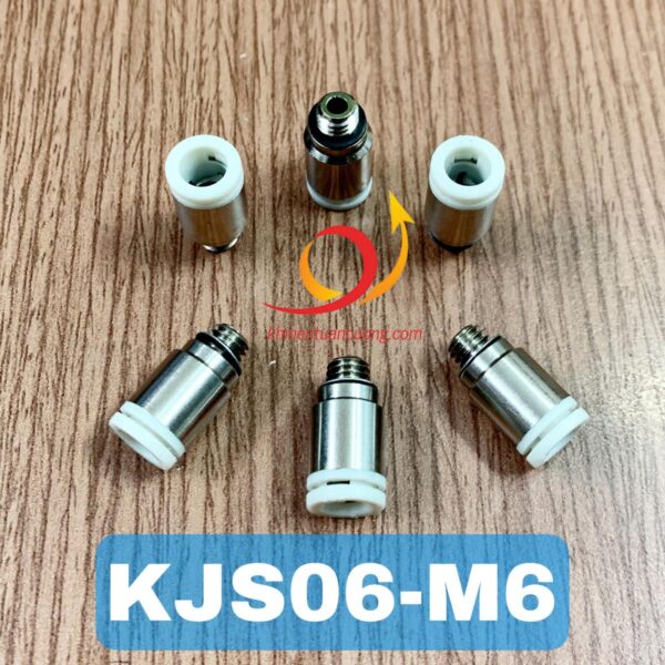 Ảnh thực tế cút nối thân tròn trơn ren M6 ra dây phi 6 hãng KJS06-M6 hãng SMC SXC