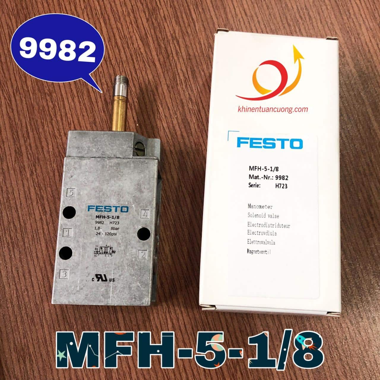 Ảnh thực tế van điện từ 9982 một đầu điện MFH-5-1/8 hãng FESTO