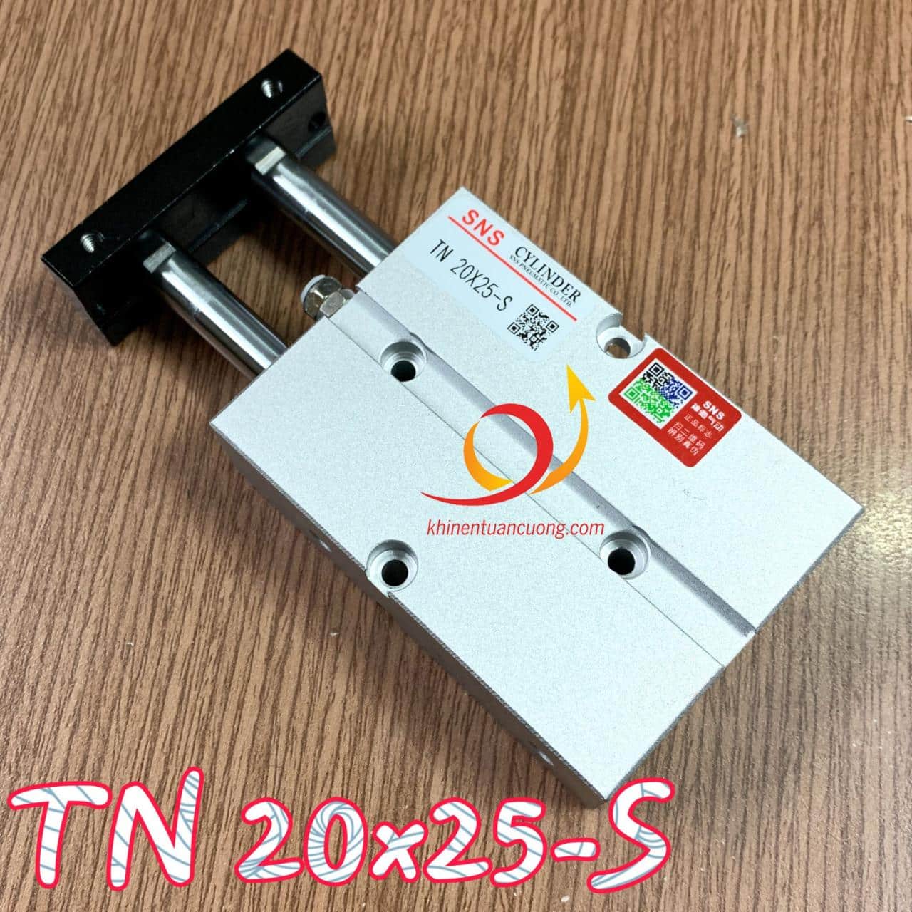 Ảnh thực tế xylanh 2 pít tông có sẵn vòng từ bên trong để dùng với cảm biến CS1-J hãng SNS mã TN20x25-S