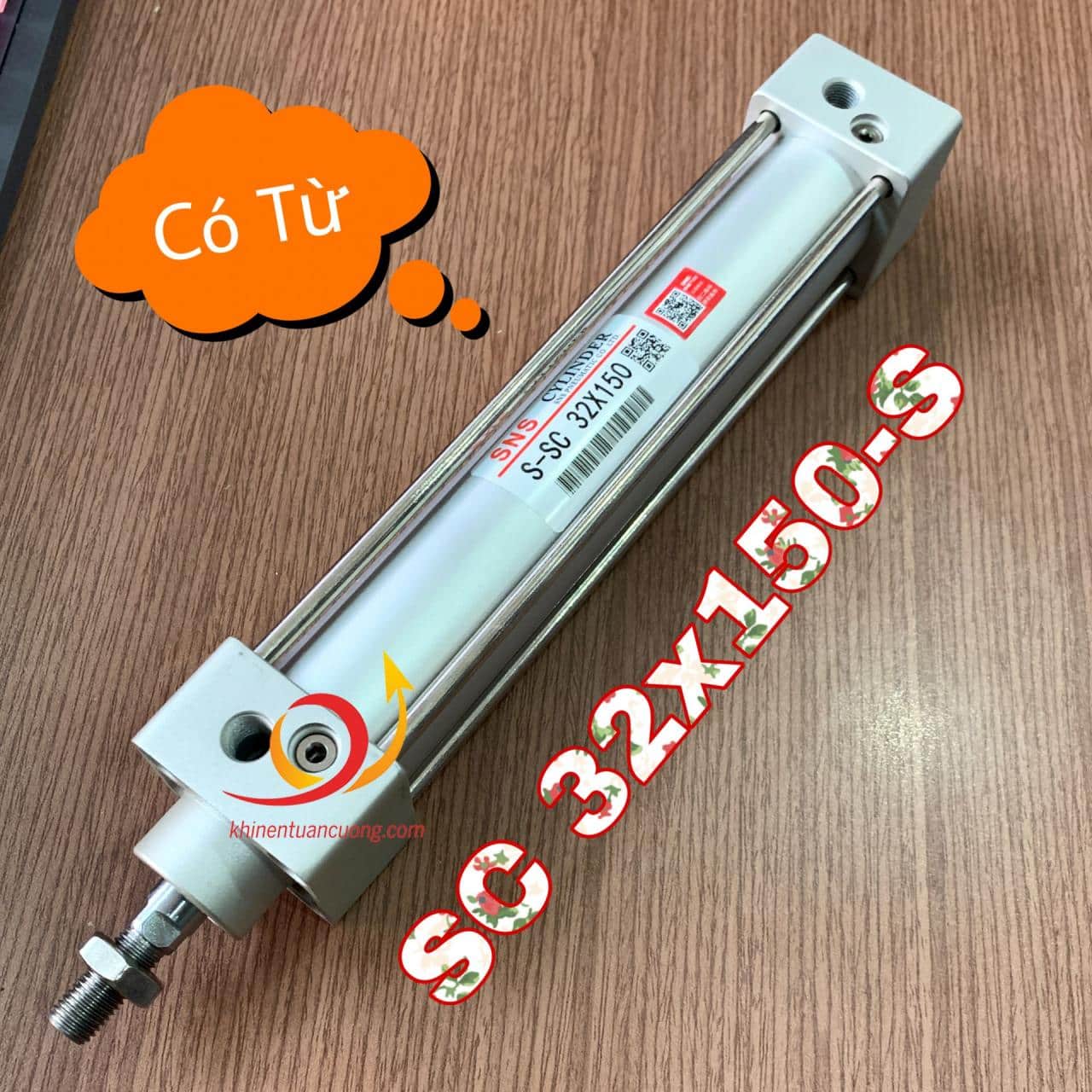 Ảnh thực tế xylanh SC32x150-S có sẵn vòng từ với model tương đương là TGC32x150-S