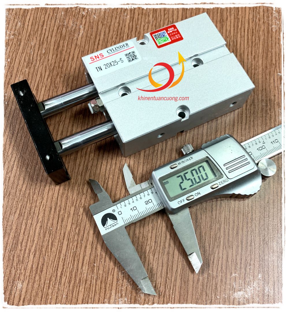 Đây là cách đo chuẩn để xác định hành trình 25mm của chiếc TN20x25-S hãng SNS này