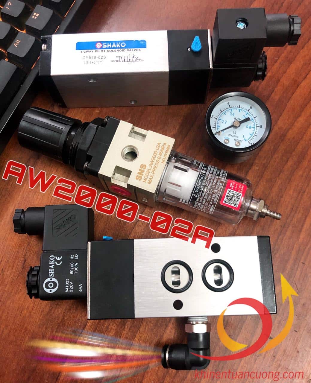 Lọc đơn AW2000-02A lọc khí dành cho van điện từ CY520-02S SHAKO