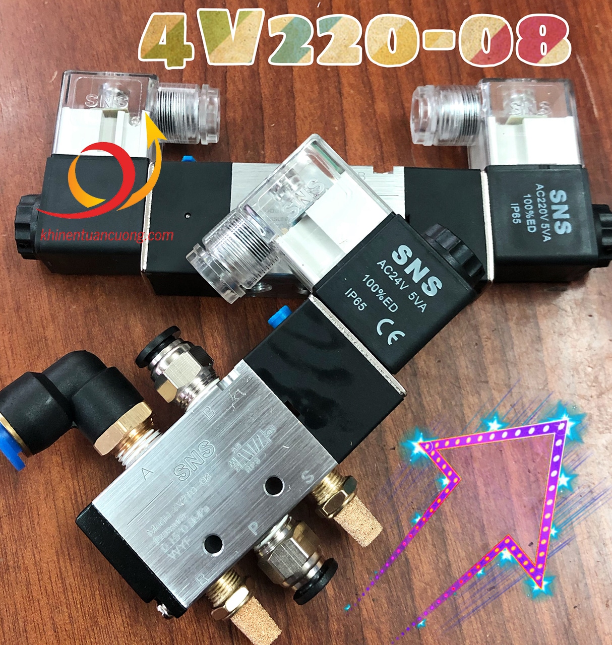 So sánh 4V220-08 với Van điện từ 4V210-08 điện xoay chiều AC24V