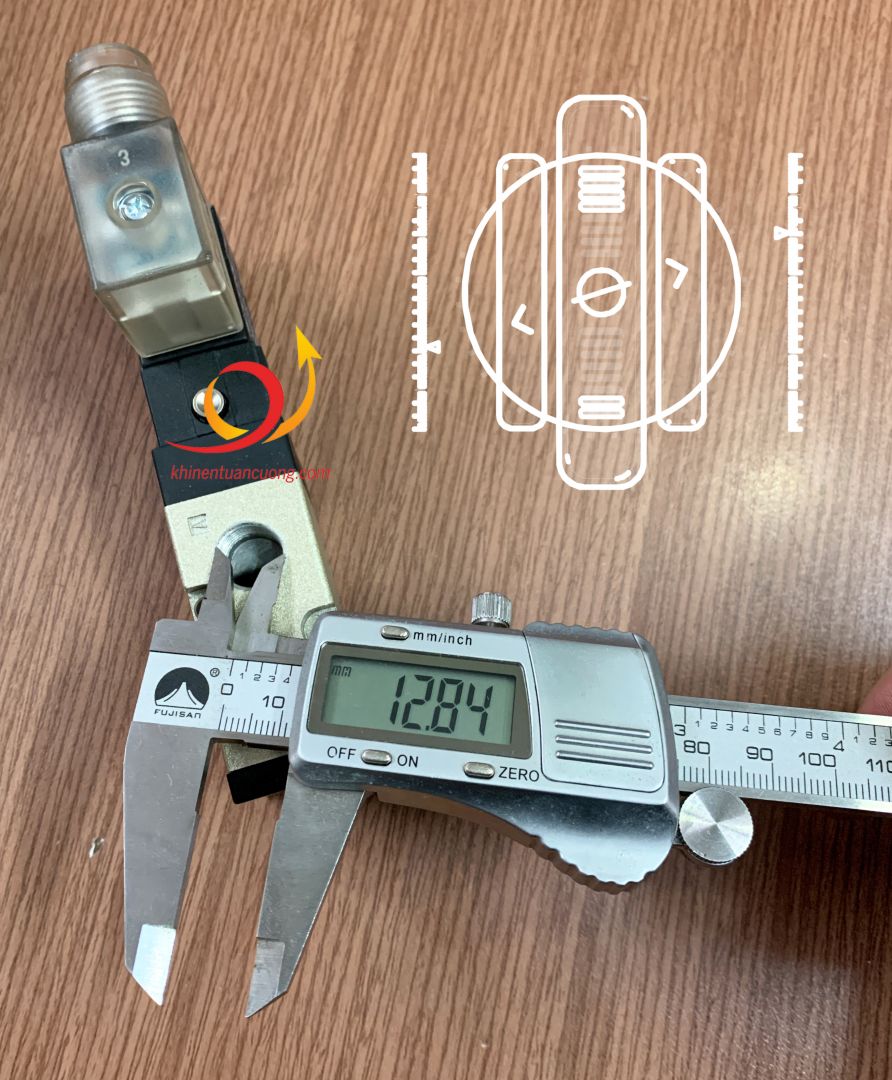 Khi đo đường kính ren của van điện từ FG2521-08L anh chị vui lòng dùng thước cặp, dùng thước dây là chết em