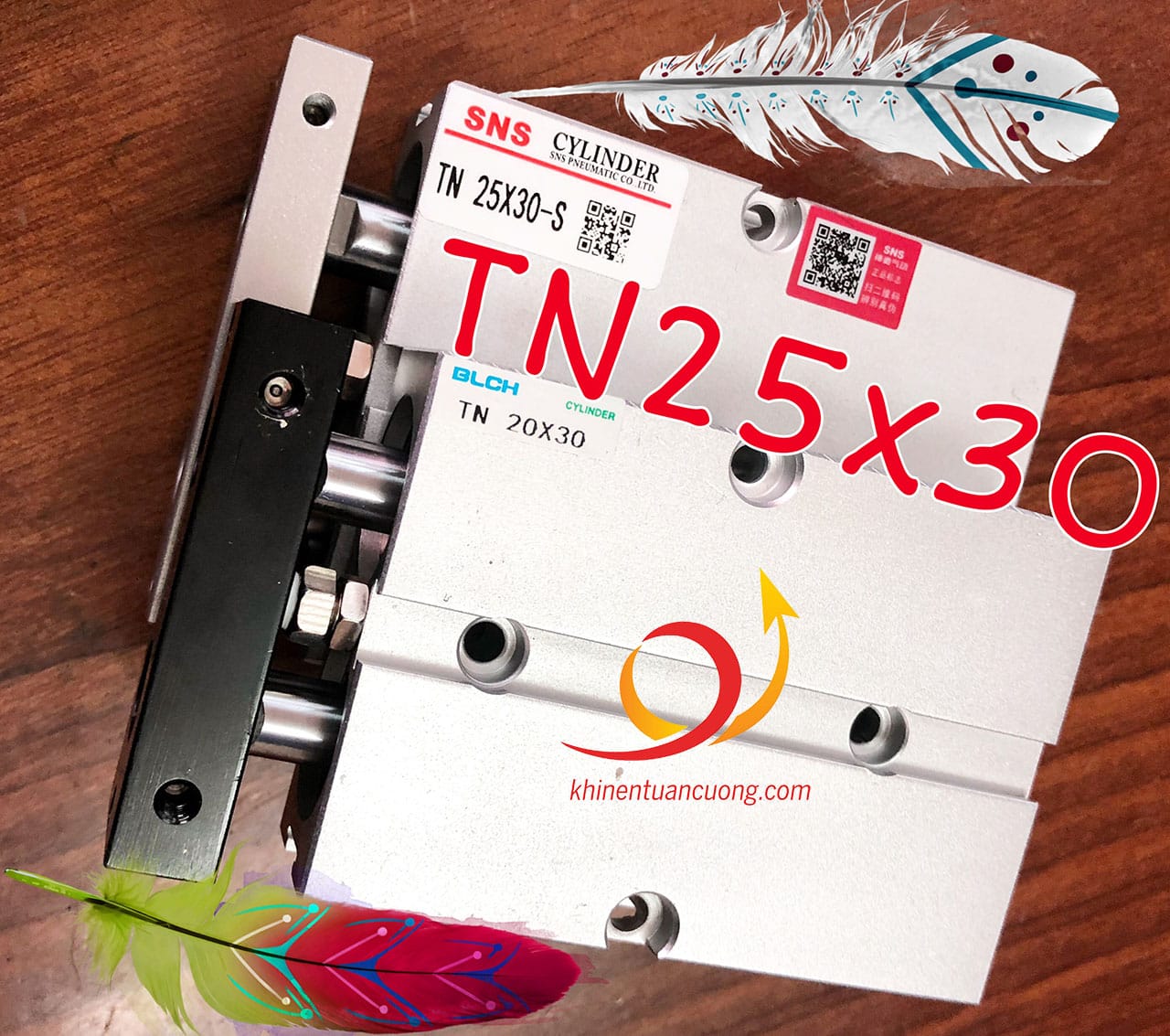 Đăt Xilanh hai pít tông ngắn TN20x30 BLCH cạnh chiếc TN25x30-S SNS