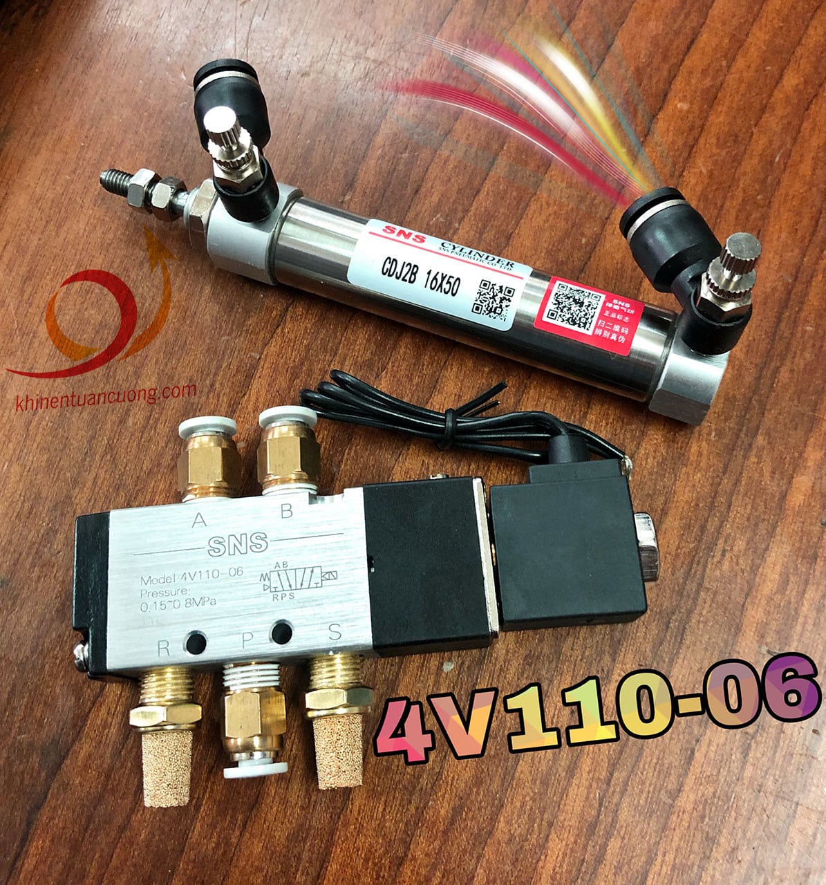 Sử dụng van điều áp 4V110-06 điện áp DC12V là một trong những cách thức điều khiển hiệu quả xylanh CDJ2B 16x50